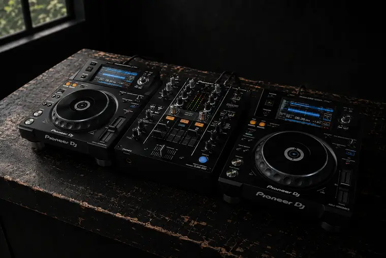 Combo 2× XDJ + table de mixage