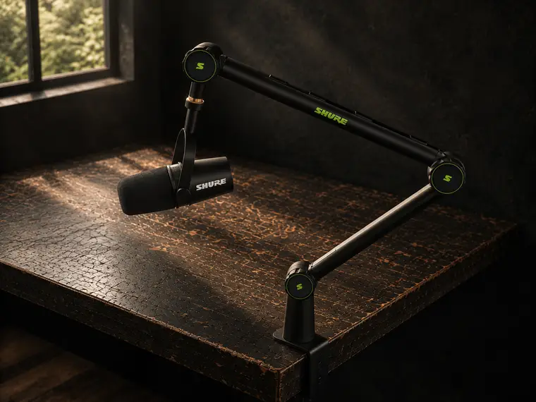 Micro podcast — Shure MV7 (sur pied)